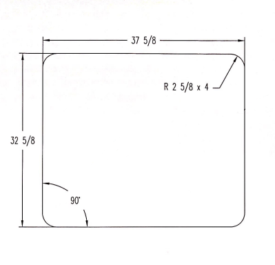#X 885G 86'' FRONT WINDSHEALD  GLASS 37 5/8'' X 32 5/8''